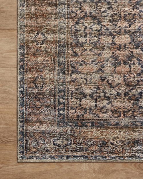 Loloi Amber Lewis Billie Collection, Ink & Salmon 3'-6" x 5'-6" Area Rug – Antique & Distressed Accent Rugs for Living Room, Bedroom, Entryway & Hallway, No Shed High Traffic Area Home Decor Rug