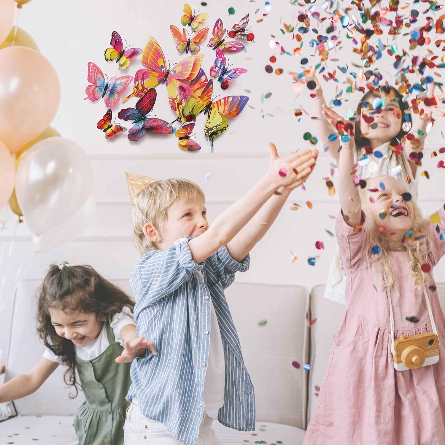 OPSEAM 3D Butterfly Wall Decor - 72 PCS Colorful Stickers with Magnets for Party Decorations