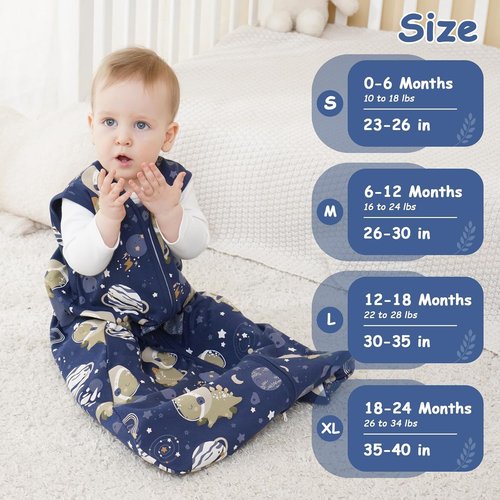 Looxii Baby Sleep Sack - 0.5 TOG 100% Cotton Wearable Blanket | 3-Pack Toddler Sleeping Bag (12-18 Months)