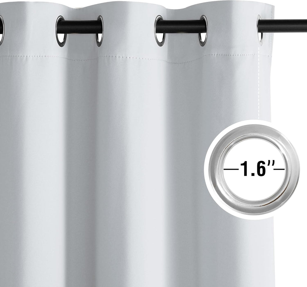 NICETOWN Room Darkening Curtains - Elegant Greyish White Drapery Panels, 52"W x 84"L