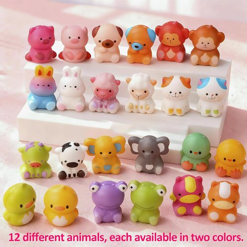 Valentines Day Gifts for Kids, 24 Packs Valentines Cards with Animal Squishy Toys, Valentine Exchange Gifts for Classroom School Party Favor, Valentine's Cards for Kids Toddlers Boys Girls
