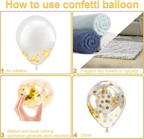 Bezente Gold Confetti Balloons - 12-Inch Helium Balloons with Golden Paper Dots | 60 Pack for Celebrations