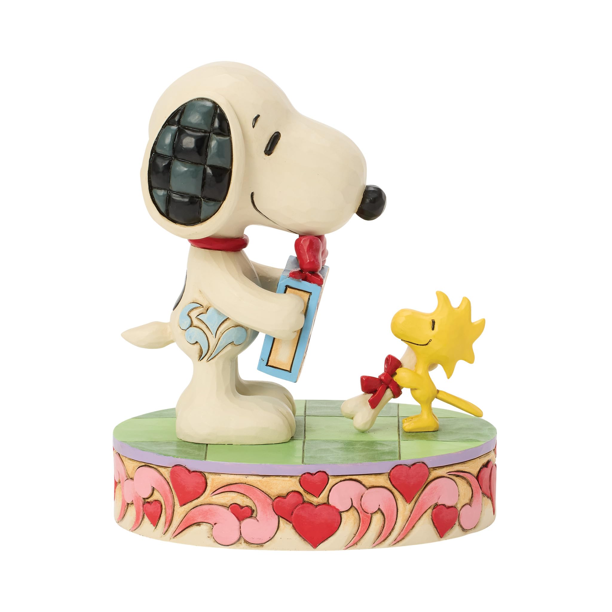 Enesco Peanuts by Jim Shore Snoopy and Woodstock with Gifts Figurine, 5.31 Inch, Multicolor