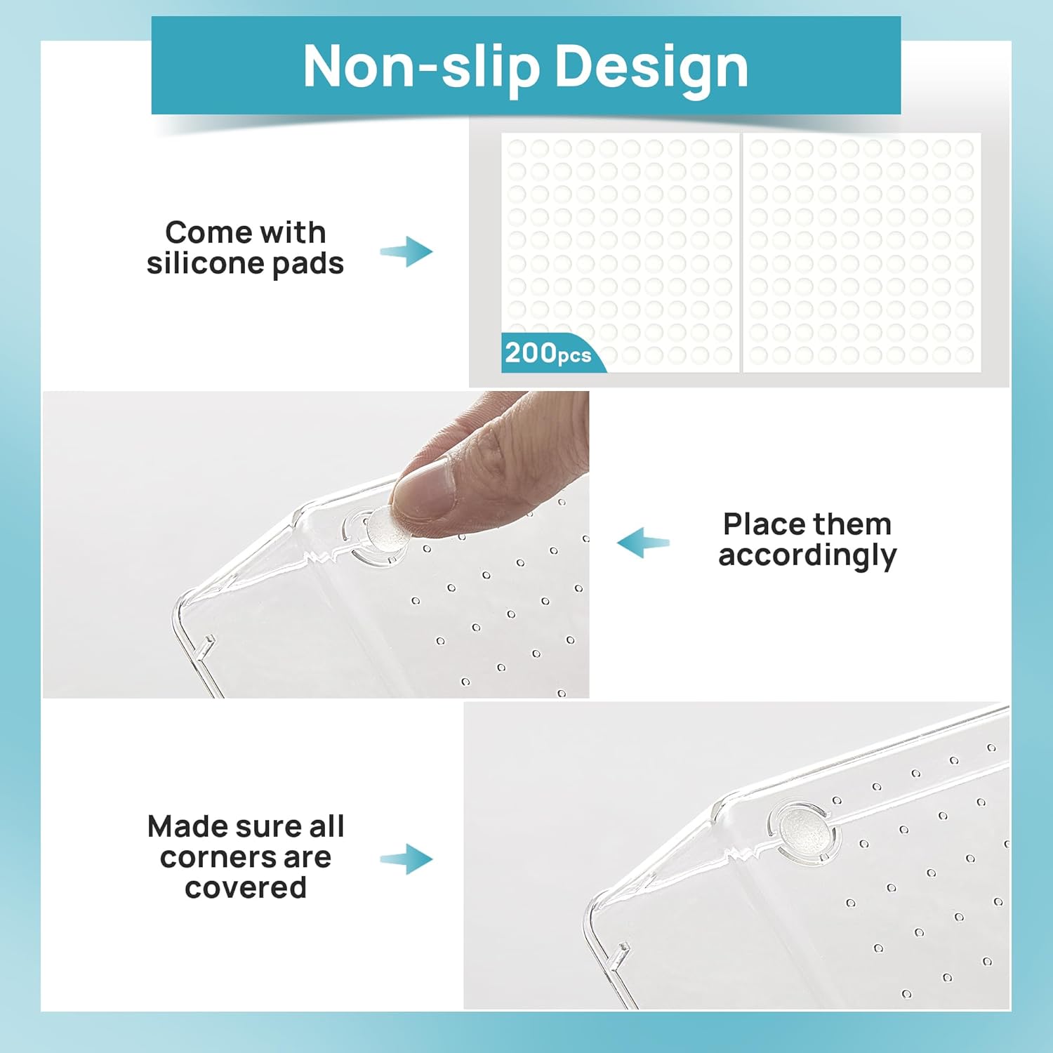 Vtopmart 44 PCS Clear Plastic Drawer Organizers - Versatile Non-Slip Storage Trays for Makeup, Jewelry & More