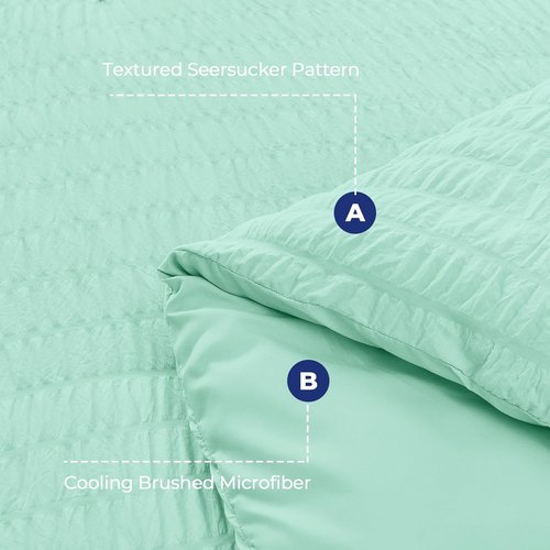 HYMOKEGE Twin Comforter Set - Mint Green Seersucker 5-Piece Luxury Bedding Set for All Seasons
