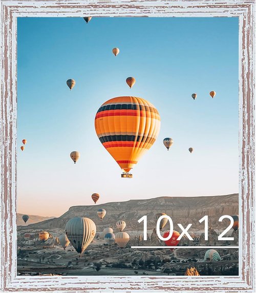 JCJMY 10x12 Rustic White Picture Frame - Versatile Wall Mounting for Horizontal or Vertical Display