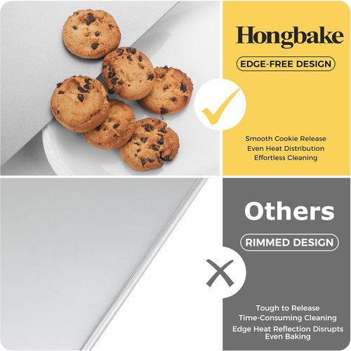 HONGBAKE Large Nonstick Cookie Sheet - Insulated Baking Pan Set, 16" X 14", Grey