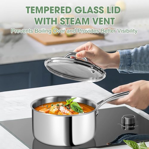 3 Ply Stainless Steel Cookware Set - 11-Piece Kitchen Set with Lids | Non-Toxic, Induction & Dishwasher Safe