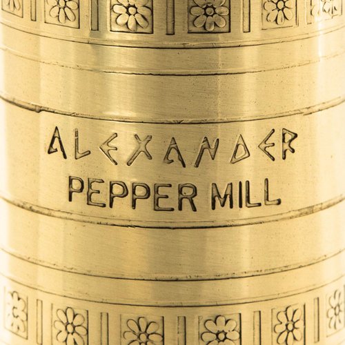 Alexander Home Original Greek Pepper Mill, 9-Inch Brass – European Manual Pepper Grinder, Refillable, with Polishing Cloth