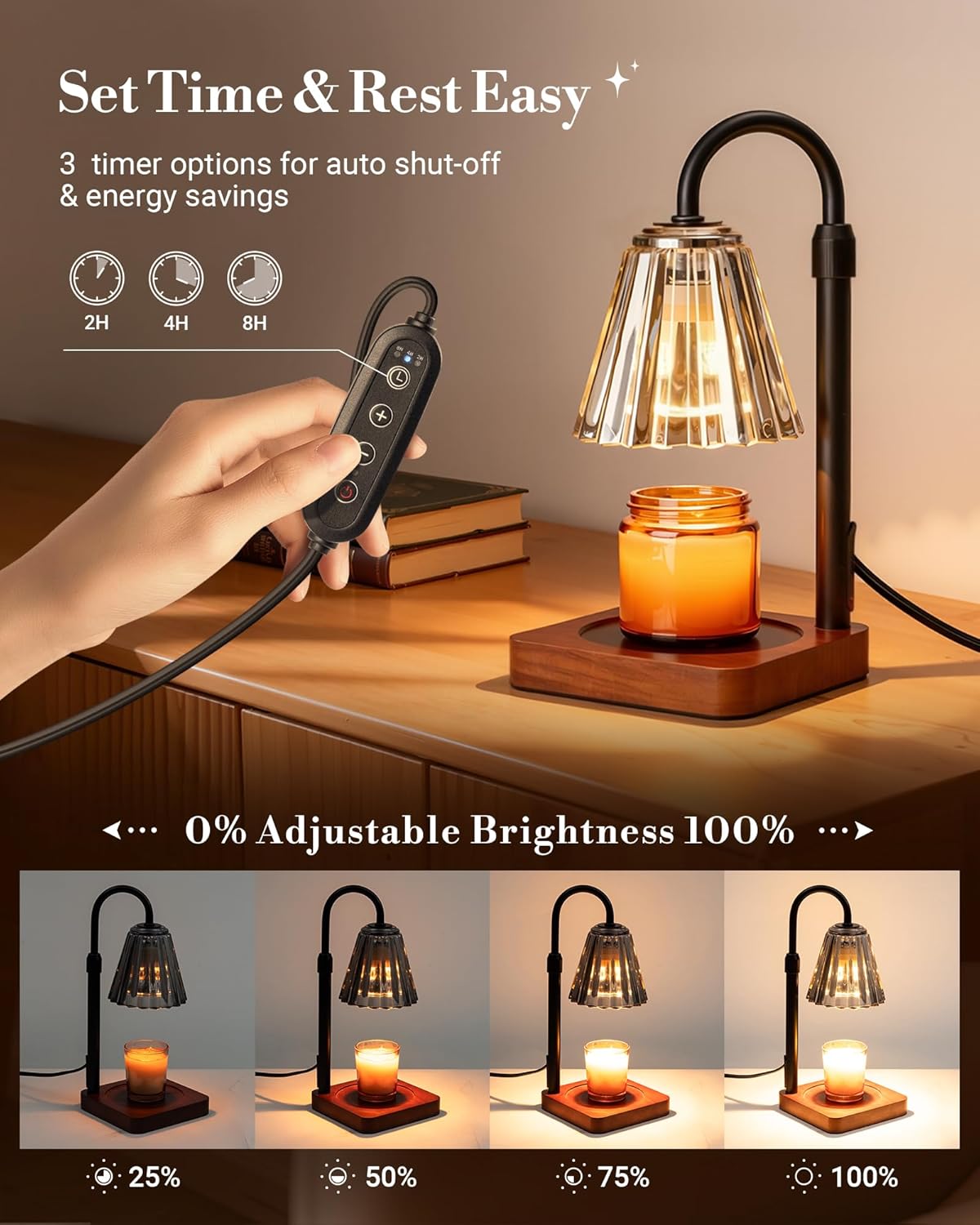 Marycele Candle Warmer Lamp - Adjustable Height with Timer & Dimmer | Perfect Gift for Mom & Sister