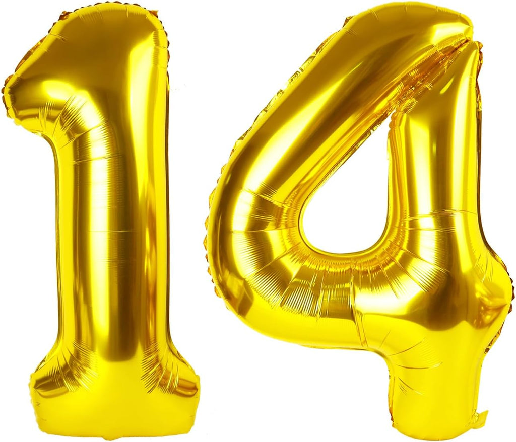 Skiennix 40-Inch Gold Number 14 Balloon - Large Foil Decoration for Birthday & Engagement Celebrations
