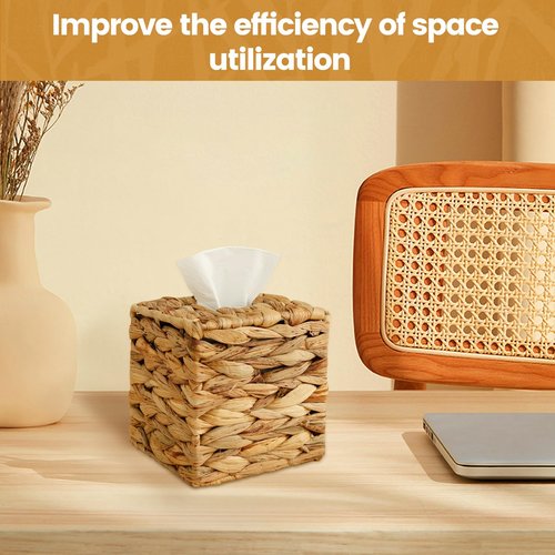 2Pcs Tissue Box Cover Decorative Woven Tissue Holder Aesthetic Facial Paper Box Cover Portable for Table Home
