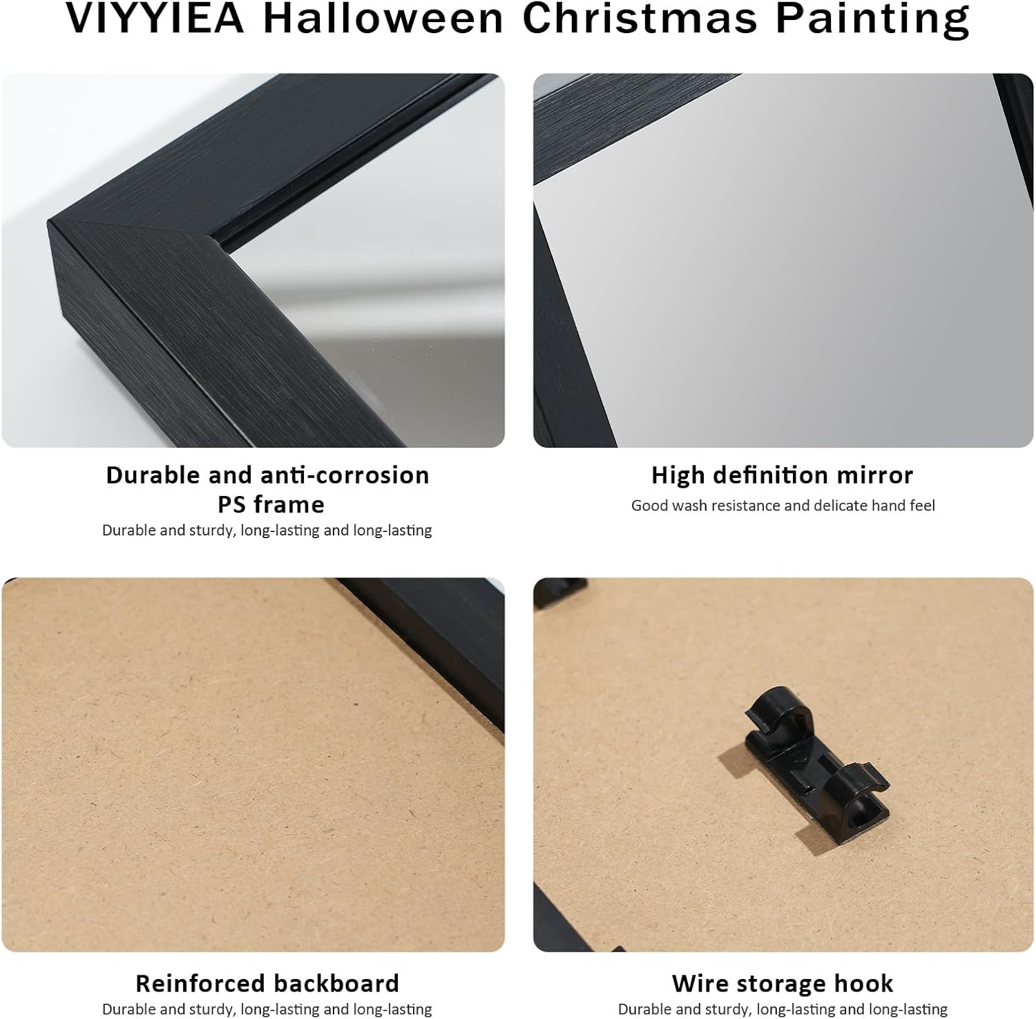 VIYYIEA Christmas Decor - 3-in-1 LED Light Mirror | Versatile Xmas Tree Wall Art, USB Powered, Modern Design 14L x 11W