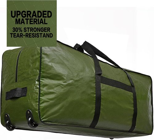 HOMEST Christmas Tree Storage Bag - Zippered Design with Wheels for 7.5-9 ft Artificial Trees - Green