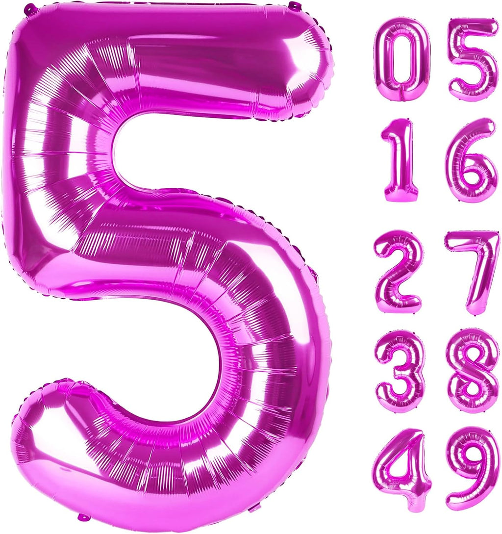 Rosy Purple Number 5 Balloon - 40 Inch 5th Birthday Decorations | Vibrant Party Supplies