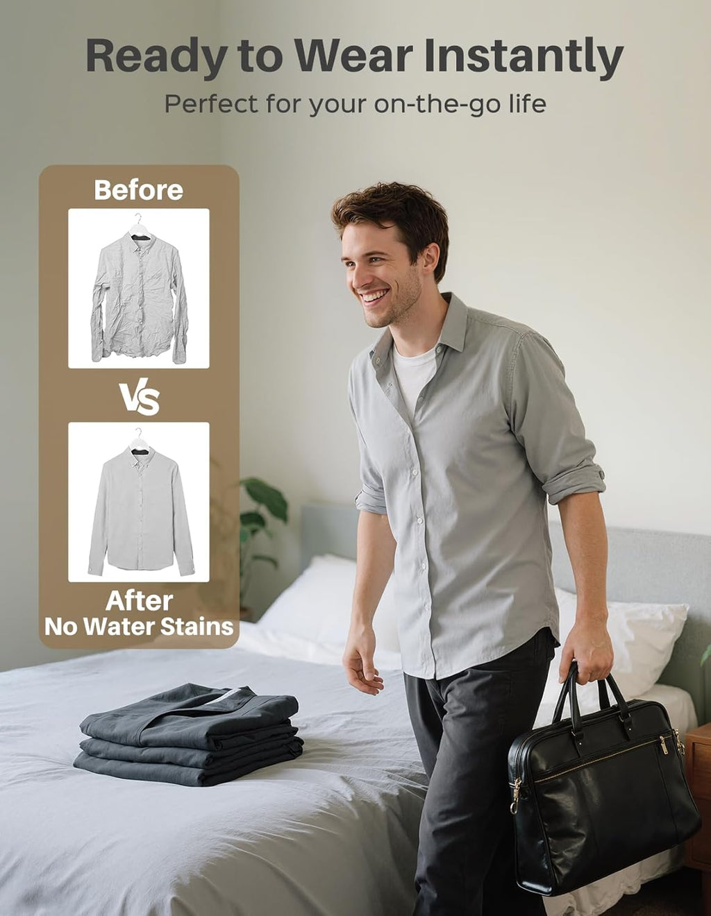 Sweepulire Handheld Clothes Steamer - 3500Pa Suction, 3 Modes, LED Display, 160ml Tank | Portable Travel Iron