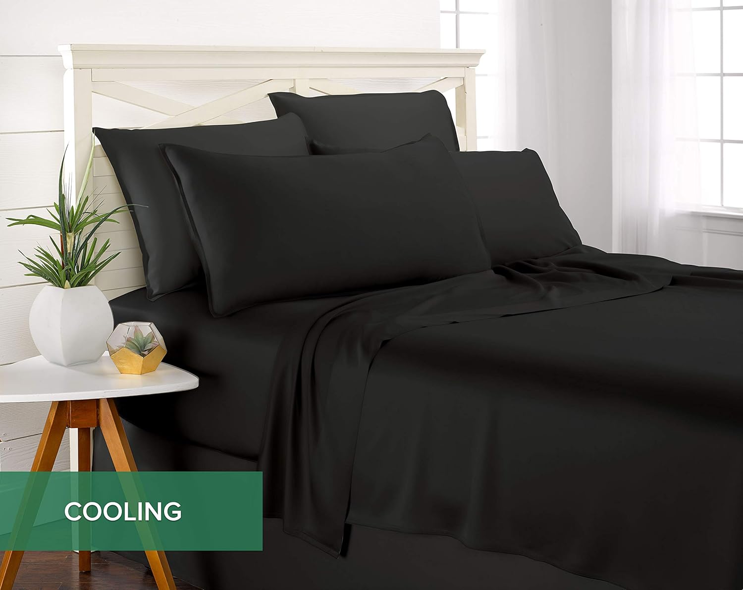 Pure Bamboo King Sheets - Luxuriously Soft & Cooling 100% Organic Viscose Bed Set | Black, 2-Year Quality Promise