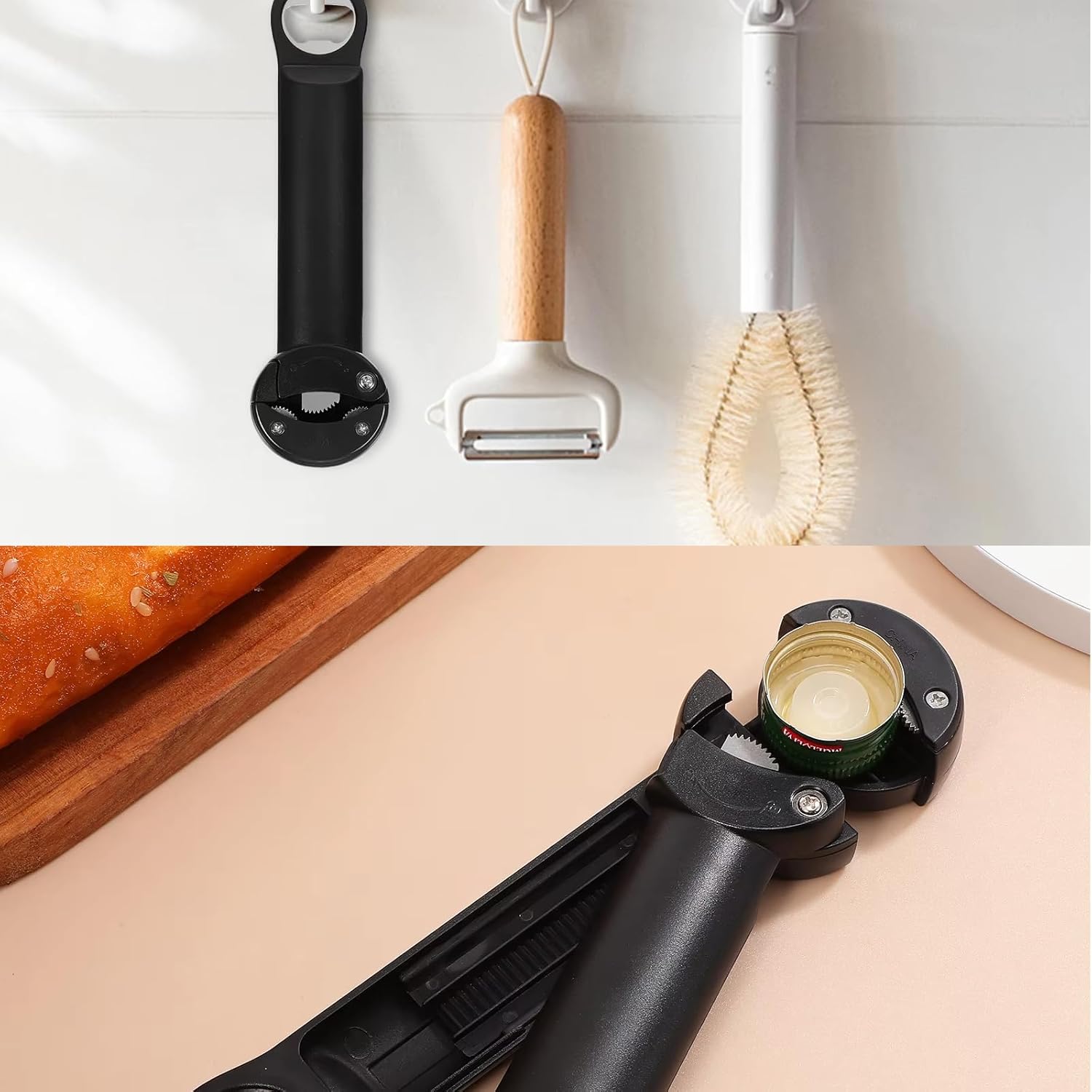Skiennix 7-In-1 Jar Opener - Multifunctional Magnetic Bottle & Can Opener for Elderly & Arthritis - Black