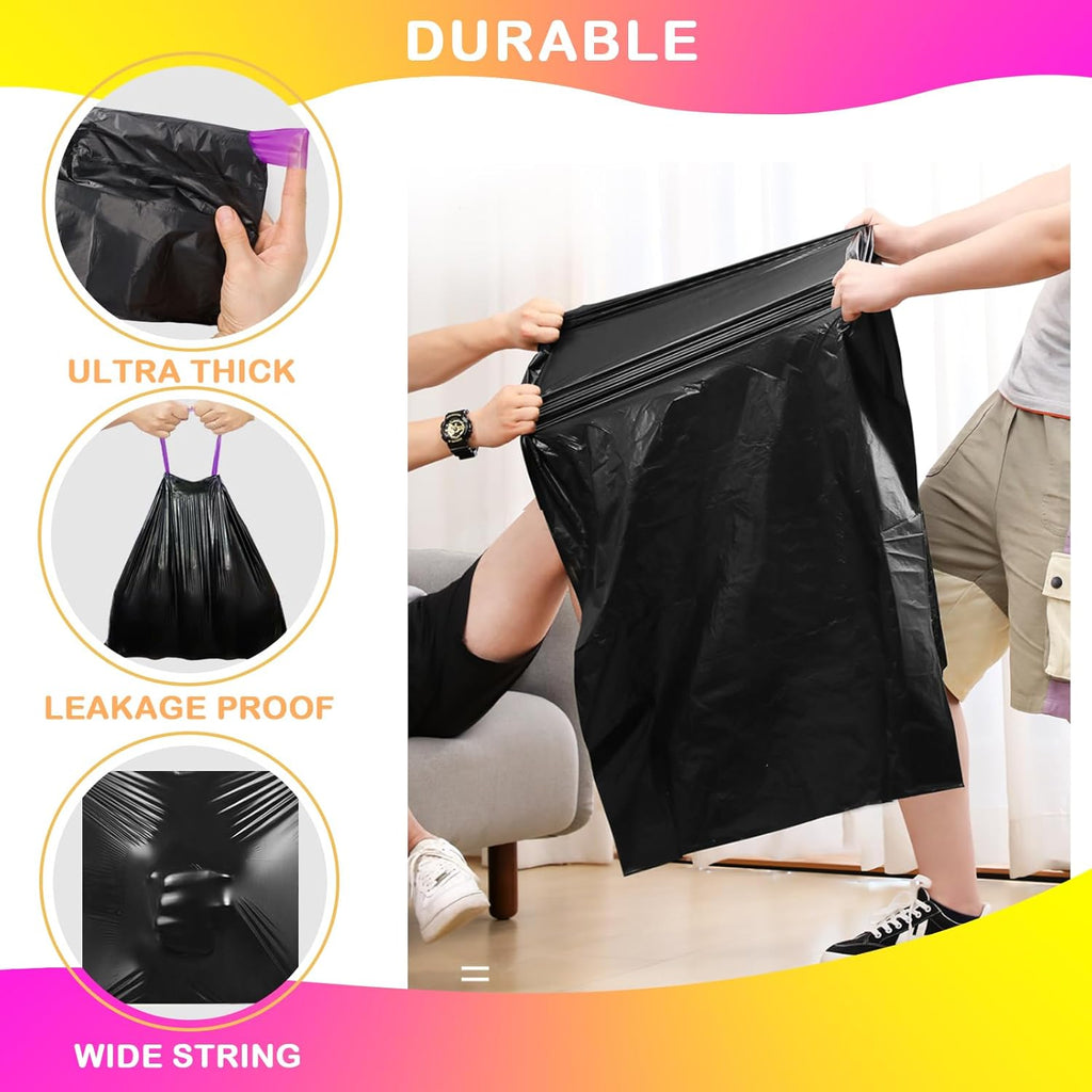 Regine Switzerland 4 Gallon Drawstring Trash Bags - 120 Count, Durable Black Design