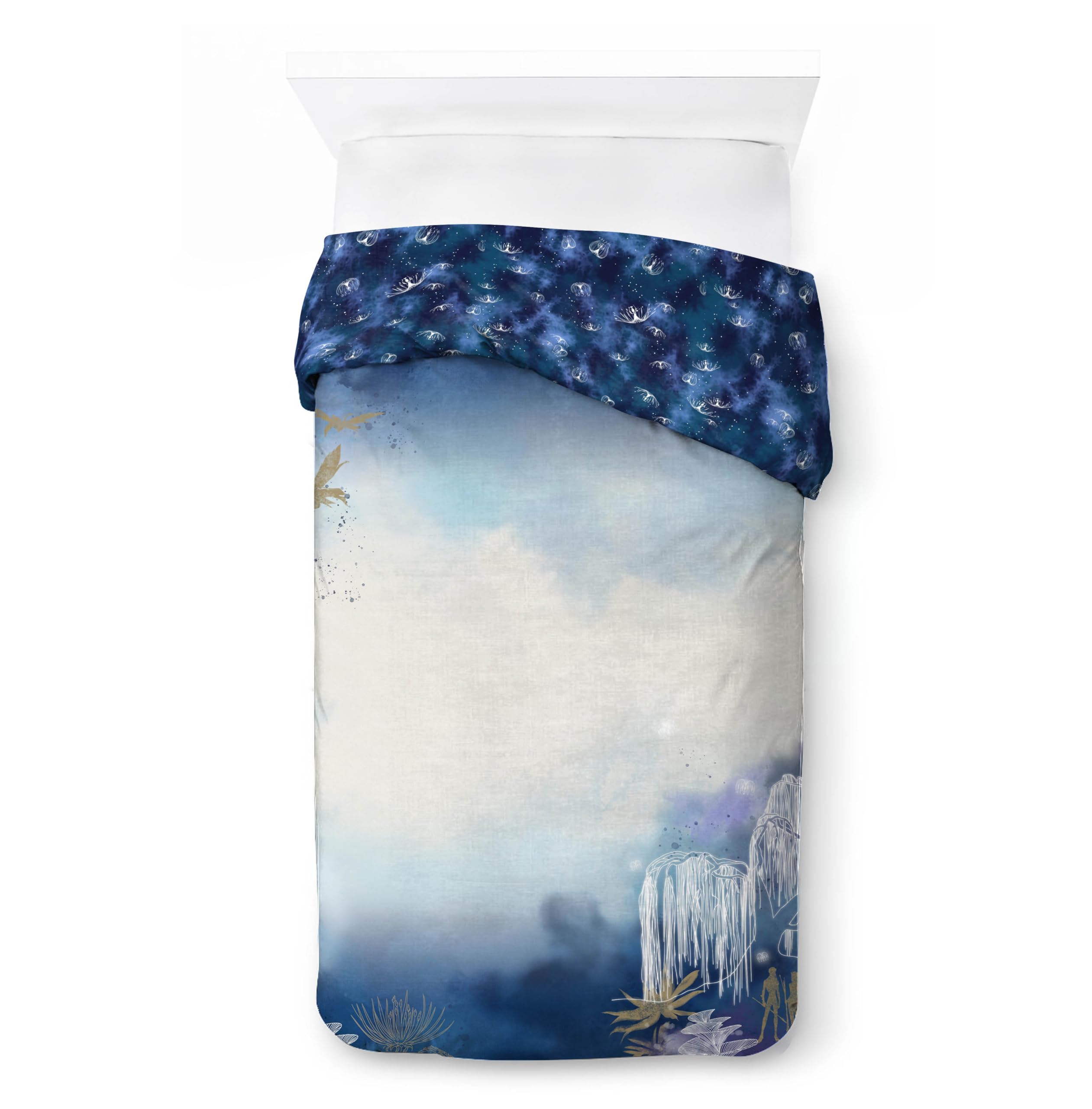 Jay Franco Kids Duvet Cover Set with Sham & Pillowcase – Ultra-Soft Linen Feel Bedding for Room Decor, Cover ONLY Comforter NOT Included, Blue - Avatar, 2 Piece Twin