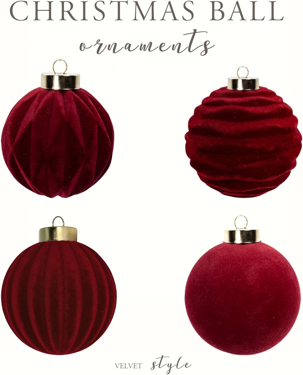 Red Velvet Flocked Christmas Ornaments by [Brand Name] - 15PCS Shatterproof Matte Balls for Elegant Holiday Decor | 3.15” Burgundy Red