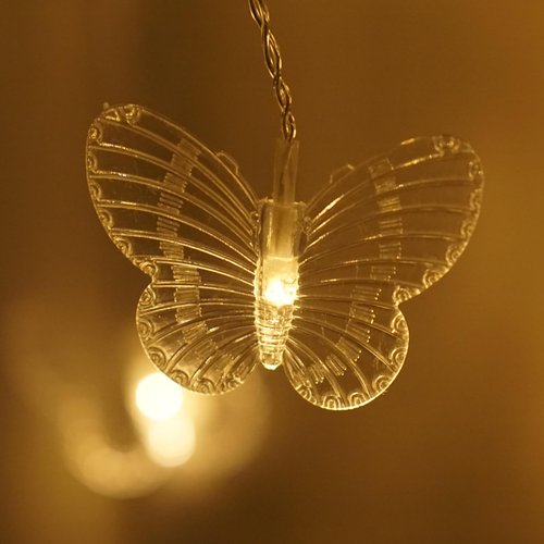 Butterfly Curtain Lights, 6.6ft 48 LED 10 Butterflies USB 8 Modes Window Fairy Lights Twinkle String Lights with Remote Timer for Bedroom Wedding Party Holiday Decor (Warm White)