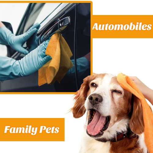 SEEWEY 10 Pack Shammy Cloths Absorbent Cleaning Towels for Car Drying German Shammy Cloths Bulk Machine Washable Reusable Multi Purpose Orange Chamois Towels Anti Scratch for Home Cars Pet Wash