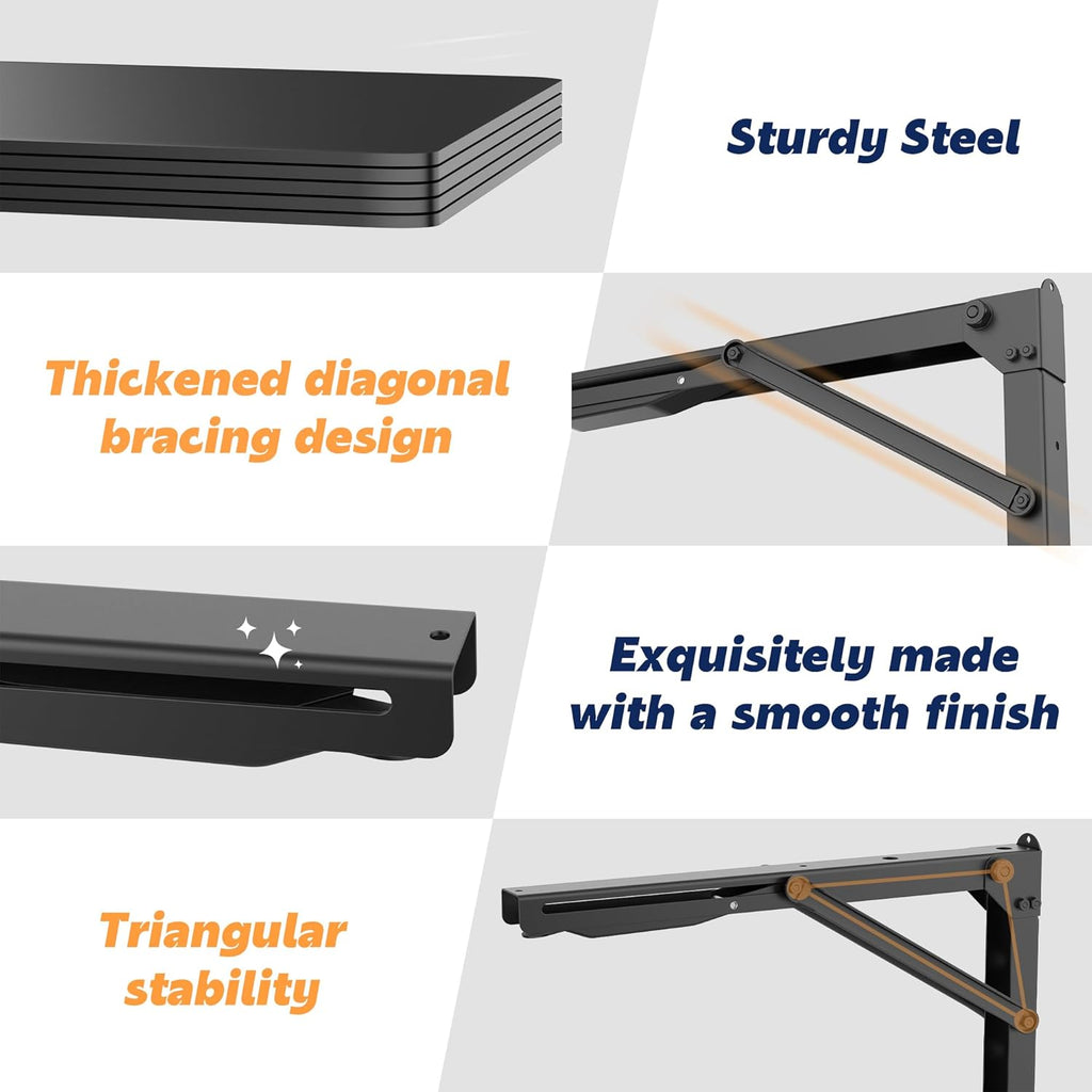 Ultrawall Heavy Duty Folding Shelf Brackets - Sturdy 18 Inch Collapsible Design | Max Load 550lb, 2 Pack
