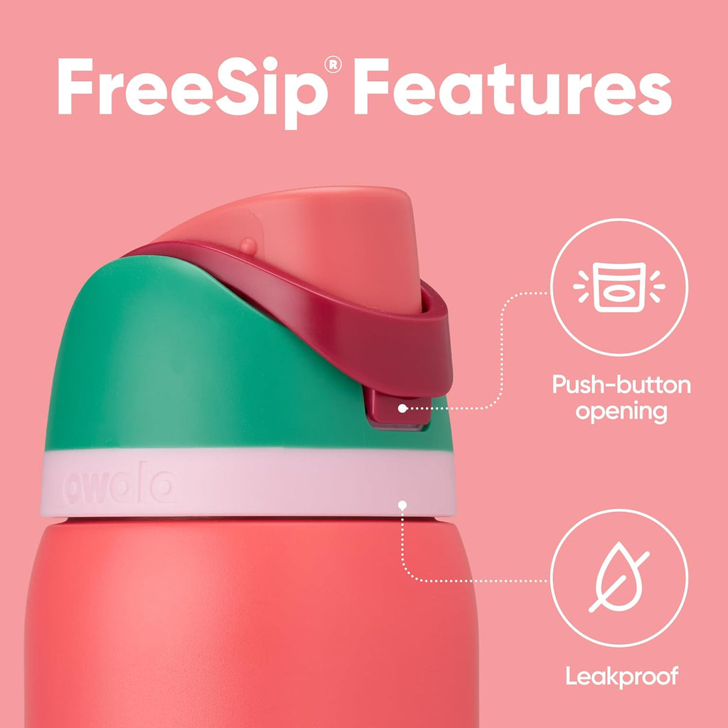 Owala FreeSip 32 oz Insulated Stainless Steel Water Bottle - BPA-Free, Straw Included, Perfect for Sports & Travel | Strawberry Fields