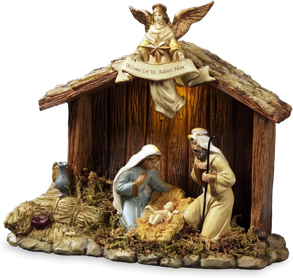 San Francisco Music Box Company Nativity Stable - Holy Family Figurine | Elegant Christmas Decor