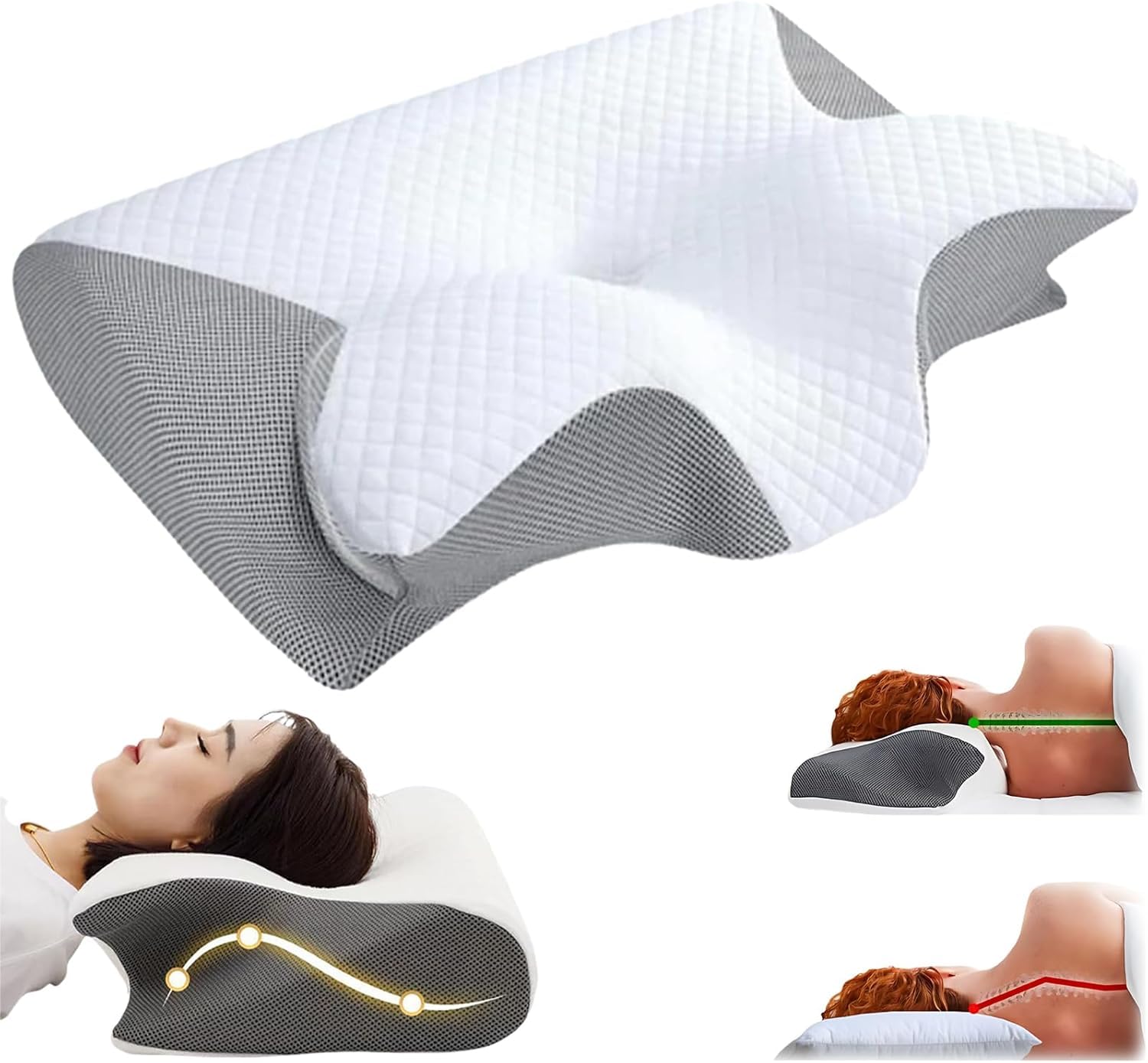 Imgjsx Vitasleep Migraine Pillow, Neck Pillow Hospitality Collection, Cervical Neck Pillow for Neck Pain Relief, Support Your Head, Neck, Pine, Shoulders, Proper Alignment Ergonomic Pillows