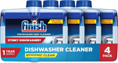 Finish Dishwasher Cleaner Liquid - Deep Cleans Grease & Limescale | Odor Fighter, 8.45oz (4 Bottles)