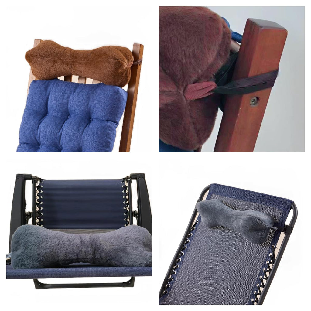 Head Recliner Pillow Adjustable Cotton Headrest Pillows for Recliner Chairs, Pain Relief Neck Support Pillow for Travel Home Sofa Armchair with Zipper Cover (Camel)