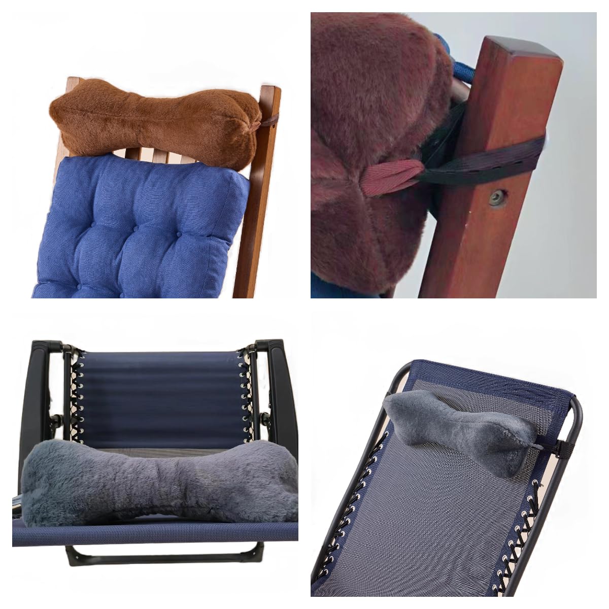 Head Recliner Pillow Adjustable Cotton Headrest Pillows for Recliner Chairs, Pain Relief Neck Support Pillow for Travel Home Sofa Armchair with Zipper Cover (Camel)