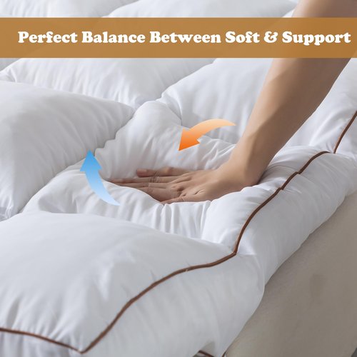 WhatsBedding 4 Inch Memory Foam Mattress Topper Queen Size, Supportive Fluffy Shredded Memory Foam Filled Pillow Top, Extra Soft Bed Topper for Back Pain Relief, 60x80 Inch