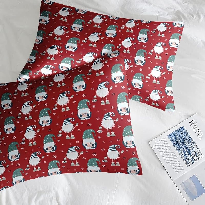 Full Christmas Comforter Set with Sheets - 7-Piece, Merry Christmas Bedding, Gnome Pattern (Variation: Christmas Gnome)
