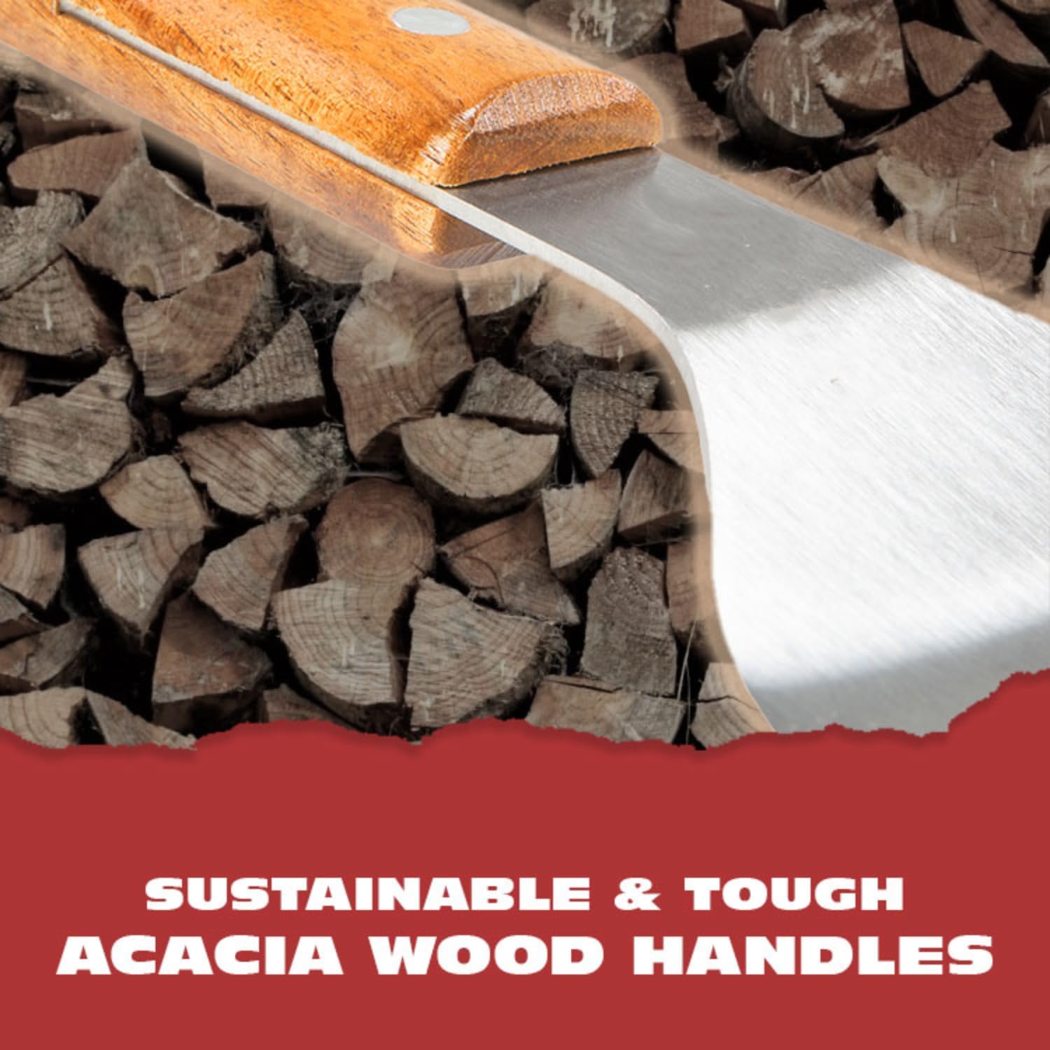 BBQ-AID Pro BBQ Metal Spatula - 17" Stainless Steel with Serrated Edge & Acacia Wood Handle