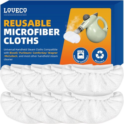 LOVECO Microfiber Cloths for Handheld Steam Cleaners - 8 Pack, Reusable & Washable Accessories