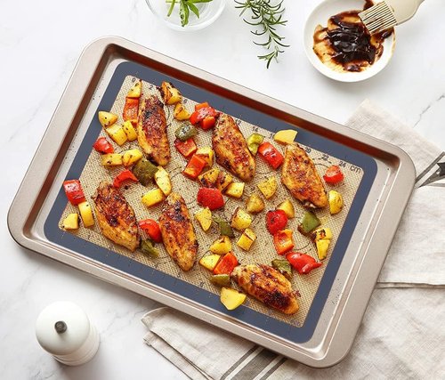GUANCI Silicone Baking Mat Set - Non-Stick Reusable Bakeware for Pizza, Macarons, Cookies | Grey, Set of 4