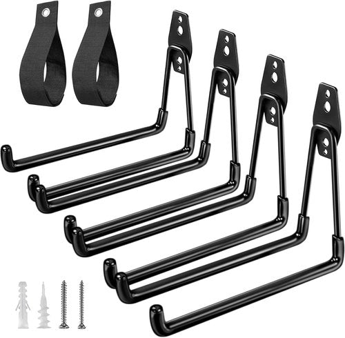HUPBIPY Heavy Duty Garage Hooks - 7.7 Inch U-Shaped Hangers with Cord Organizer | 4 Pack for Tools & Bikes