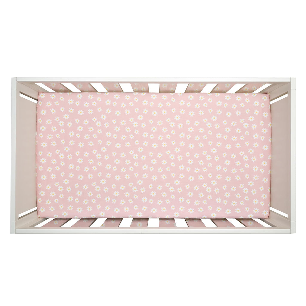 Lambs & Ivy Daisy Dreams Breathable 100% Cotton Baby Fitted Crib/Toddler Sheet