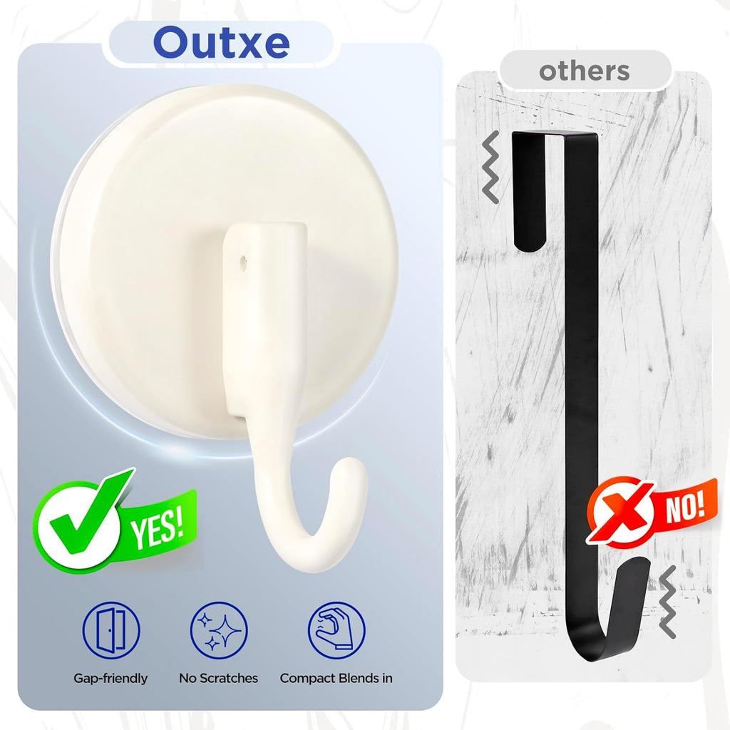 OUTXE Wreath Hanger - Upgraded Suction Cup Hook for Front Door & Windows | 4-Pack (White)