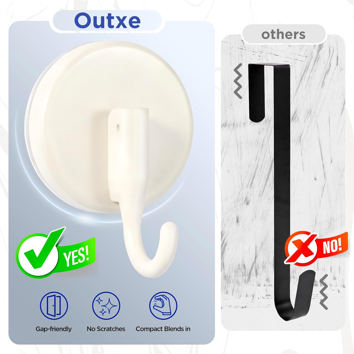 OUTXE Wreath Hanger - Upgraded Suction Cup Hook for Front Door & Windows | 4-Pack (White)