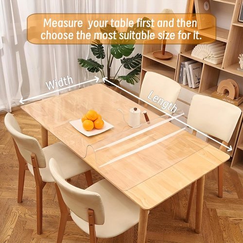 HoSwag 42"X90"Crystal PVC Table Cover Protector, Waterproof PVC Tablecloth, 1.5MM Thickened Rectangle Mat for Dinning, Desk, Coffee Table, Workbench, Dresser, TV-Stand, Counter