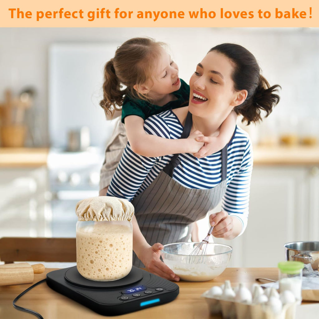xoermioy Sourdough Starter Warmer – Precise Thermostat (70-110°F), Intelligent Memory & 24H Timer Function for Home Baking & Fermented Dough (Black)