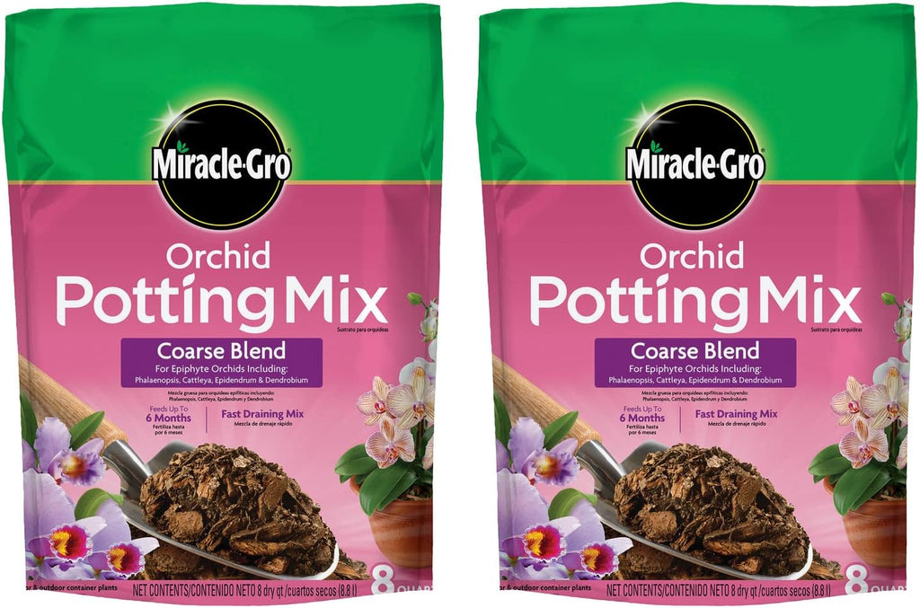 Miracle-Gro Orchid Potting Mix - Coarse Blend for Healthy Growth | 8qt, 2-Pack