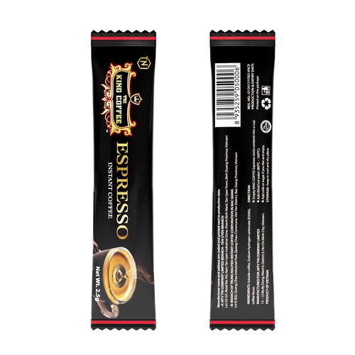 King Coffee Espresso Instant Coffee Vietnamese Coffee, Trung Nguyen International, Arabica Instant Coffee Mix, Medium Roast, 15 Sticks Per Box x 2.5g, Pack of 12