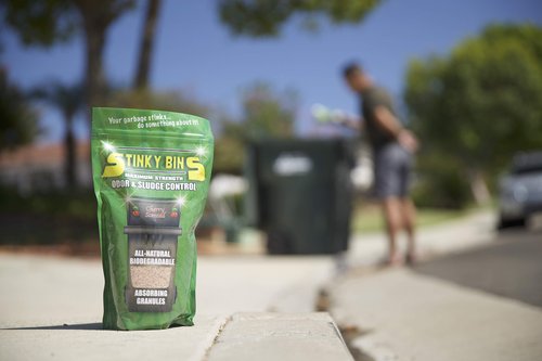 Stinky Bins Garbage Odor Eliminator – Cherry Scented Absorbing Granules for Trash Bins, Dumpsters, Garbage Cans, and Outdoor Waste – All-Natural Sludge Control and Deodorizer – 24 oz Bag