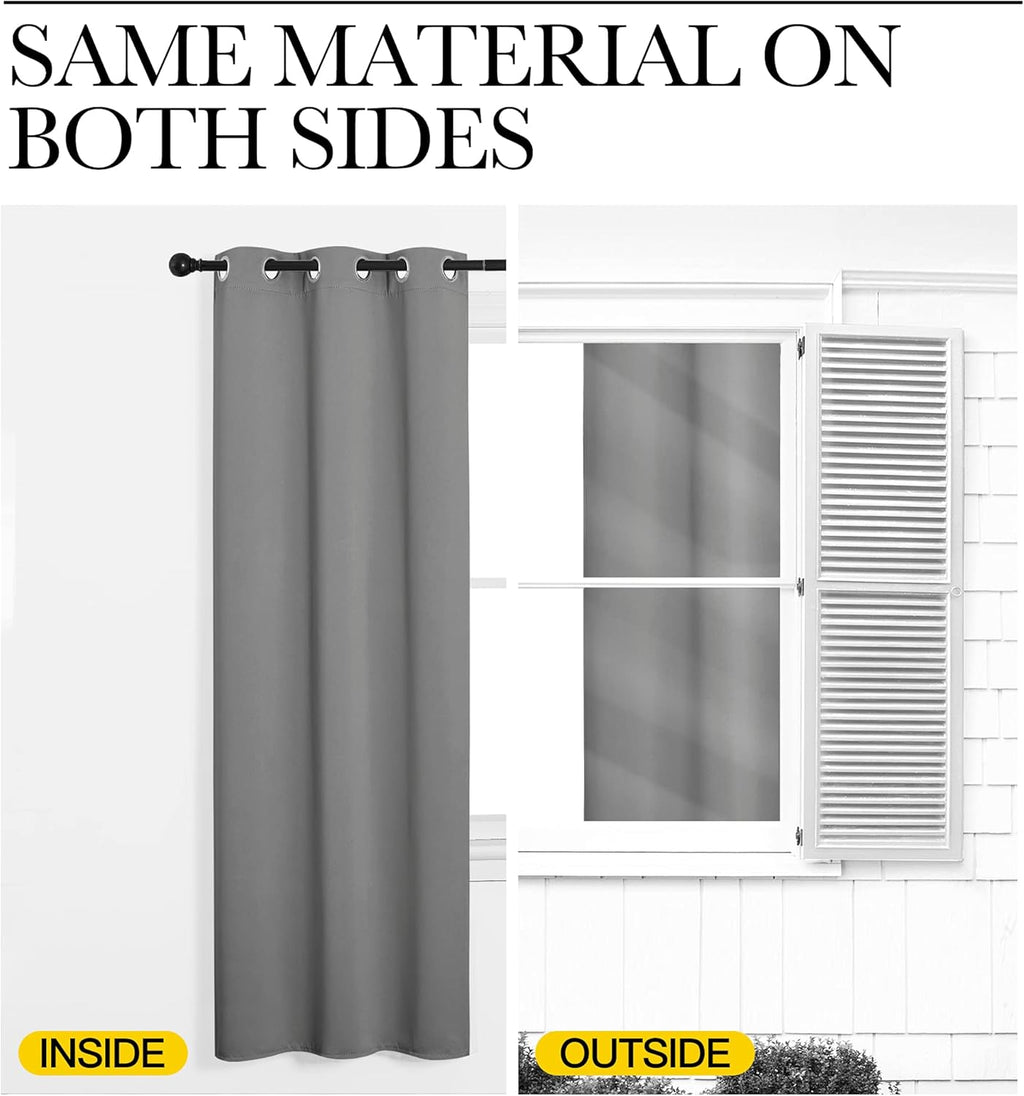 NICETOWN Silver Grey Room Darkening Curtain Panels - 86" Long | Heat-Blocking Drapes for RV & Studio (55" Width, 2 Panels)
