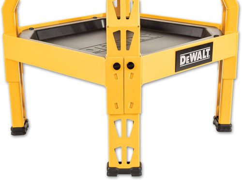 DEWALT Heavy-Duty Metal Stool - 360° Swivel Seat with Storage Tray & Padded Rip-Resistant Seat